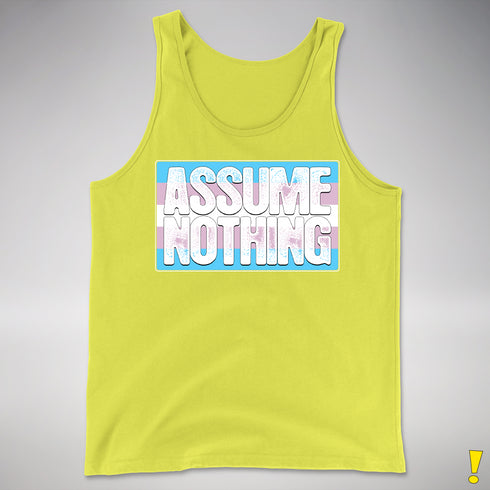 Assume Nothing Transgender Pride Flag Premium Tank Top - Neon Yellow